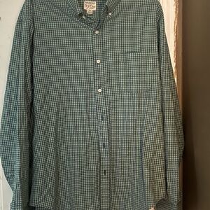 J. Crew Green Gingham Casual Button Down Shirt men size xl slim untucked